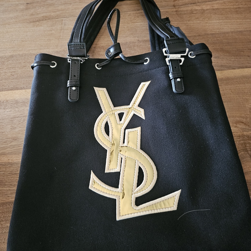 Yves Saint Laurent Black and Gold Tote Bag
